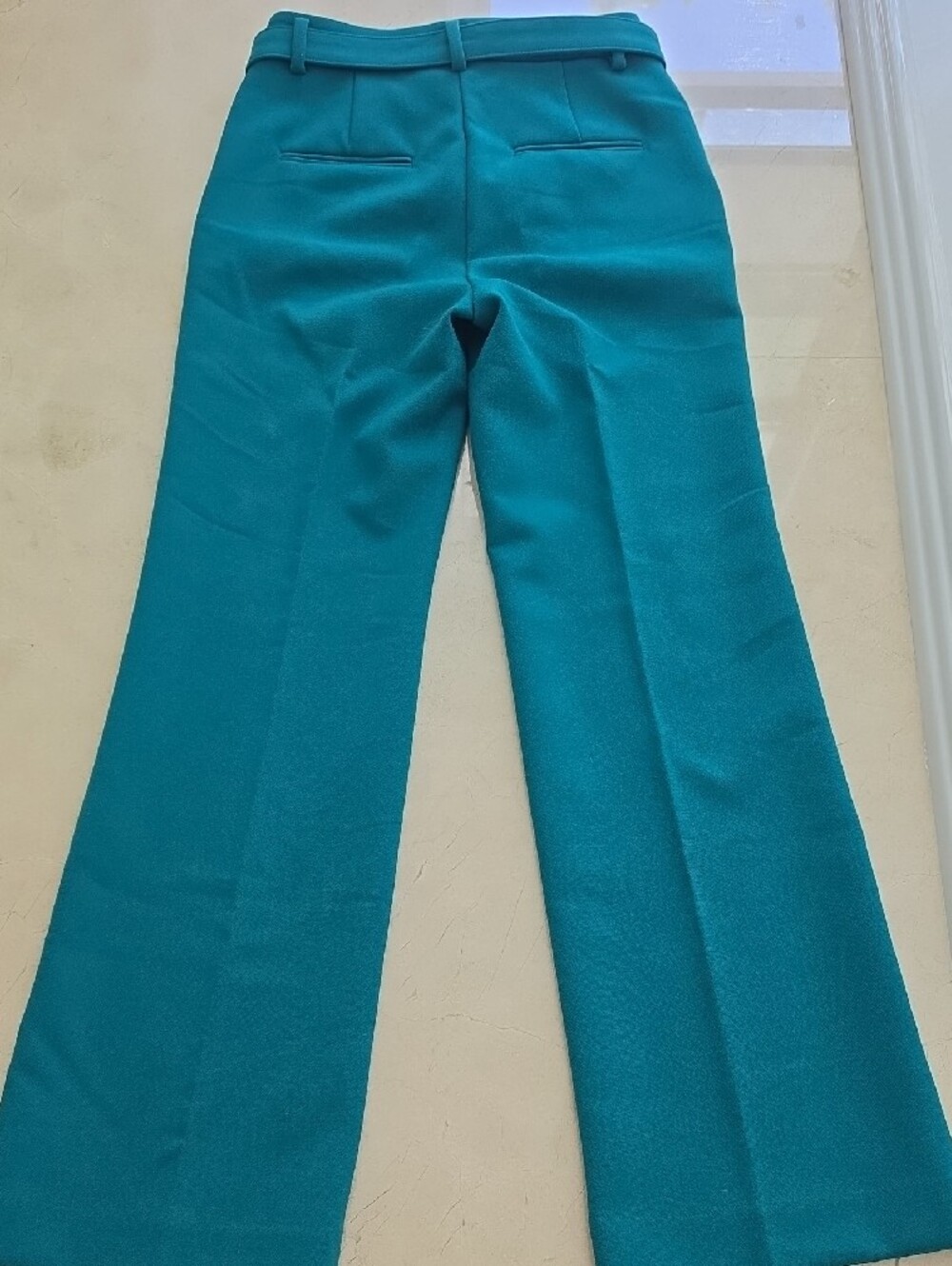 Ann Taylor Teal Wide-Leg Belted Trousers - Picture 4 of 6